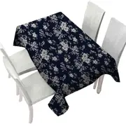 Dark Blue Background for White Floral Tablecloth