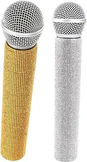 KICHOUSE 2Pcs Realistic Fake Microphone Props for Simulation Microphone for Stage Performances Parties Play Speech Practice Shyness Overcoming Tool