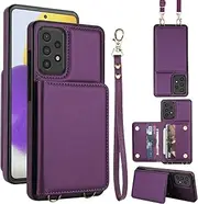 SLLMYYX for Samsung Galaxy Note 20 Ultra Case with RFID Blocking Card Holder Crossbody Lanyard Strap Leather Wallet Case with Magnetic Clasp Protective Cover for Galaxy Note 20 Ultra, Deep Purple