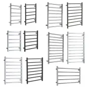 Chrome Matt Black Round Square Heated Towel Rail Ladder Stainless Steel Straight