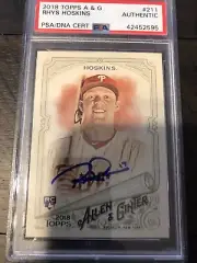 Rhys Hoskins Signed 2018 Allen & Ginter Rookie Card RC PSA Authentic AUTO