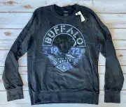 BUFFALO DAVID BITTON VINTAGE GRAPHIC PRINT WOLF CREW SWEATSHIRT CHARCOAL MENS L