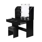 Oikiture Dressing Table Stool Set with 10 Bulbs Mirror Black