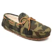 New Sperry Men's Trapper Moccasin Slippers with Berber Lining, Camo Print Size 9