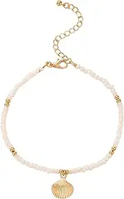 [Tummy Tub] Bracelets,Bracelet Jewellery,Anklet String Charm,Chain Bracelet Boho Single Layer Anklets for Women Pearl Seashell Streaming Pendant Foot Chains Beach Bracelet Anklets Bracelet Manufacturer