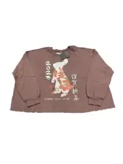 Women's Plus Lunar New Year Rabbit Graphic Sweatshirt - Grayson Threads Brown 1X