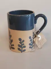 Mud Pie Stoneware Mug : Blue Pinehill : 4½" tall : Hand-painted : NWT
