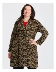 [Taking Shape] Leopard Boiled Wool Blend Coat Leopard