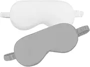 HBHLFZ Sleep Mask Set of 2, Organic Bamboo Fiber Sleep Protective Eye Mask, Lightweight and Comfortable Elastic Eye Mask for Nighttime Sleeping, Shade for Traveling（Gray,White）