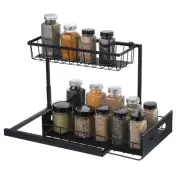 2-Tier Under Sink Organizer, Multi-Use Storage Pull Out Sliding Shelf, Black