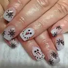 24x Christmas Full Cover on Snowmen False Nails Square Press On Nails
