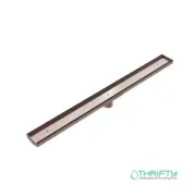 NERO TILE INSERT V CHANNEL FLOOR GRATE 50MM OUTLET WITH HOLE SAW BRUSHED BRONZE