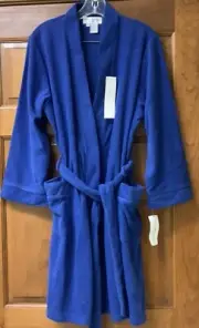Miss Elaine Classics Soft Brushed Fleece Belted Robe Blue Size Medium NWT