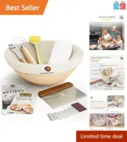 Banneton Bread Kit - 9-Inch Round Proofing Basket & Baking Essentials Included