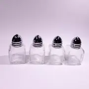 VINTAGE Mini Glass Salt & Pepper Shakers Lot Of 4 Retro Diner Decor Taiwan Made