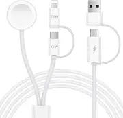 Zumyzu for 3 in 2 Apple Watch Magnetic Charger, Fast Charging to USB-C/Lightning/USB-A Multi Cable Cord 1.5M, Compatible with iWatch Ultra/Series 10-1 Charger&iPhone Cable&Type-C Phones Cable