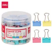 Deli Foldback Steel Binder Paper Clip 4-color 15mm Bulldog Office School Clips