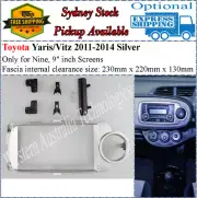 For 9 Nine Inch Screen Fascia Fits Toyota Yaris/Vitz 2011-2014 Silver-