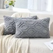 Throw Pillow Covers 12x20 Inch, Soft Winter 20" x 12" (Pack of 2) Grey Blue