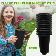 10Pcs Deep Plant Nursery Pots Plastic Seedling Plant Container Pots with tiQbY