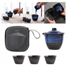 Ceramic Teapot Set Porcelain Teacup Reusable Storage Case Chinese Kung Fu Teapot