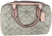 Coach Rowan Satchel In Signature Leather - Leather Light Khaki Faded Blush NEW
