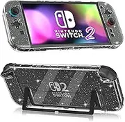 FANPL Dockable Clear Case for Nintendo Switch 2 (2025), Protective Cover for Switch 2 and Joy Con Controller - Strong and Durable, Not Easy to Fall Off (Glitter)