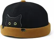 [ANMUR] Brimless Beanie Hat for Men & Women Fashion Cute Melon Cap Hats Rolled Cuff Sailor Skull Docker Caps for Kids & Adults (Color : Black, Size : 54)