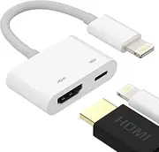 Lightning to HDMI Adapter for TV iPhone Sync Screen Splitter Digital AV Female Port Converter Charger Connector Projector Monitor Charging Cord for Apple Certified 13 12 11 14 Pro Max X 7 8 Plus Ipad