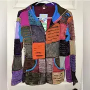 NWT RISING INTERNATIONAL Boho Hippie Patchwork Hooded Zipper Jacket Small NWT