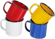 LIFKOME 4Pcs Vintage Enamel Drinking Cups Camping Mugs for Coffee Tea Milk Water Scalding Non Slip Handle for Outdoor Adventures Home Use