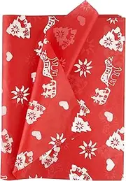 Hjvvr Christmas Tissue Paper, 20 Sheets Red Wrapping Paper, 50x35cm Merry Christmas for Xmas Party