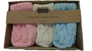 [Mud Pie] Baby-Girls Girls Sweater Cable Knit Flat Pack Sock Set