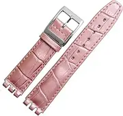 [EKSIL] 17mm 19mm Genuine Calf Leather Wrist Strap For Swatch Watch Band Men Women Alligator Pattern Bracelet Watchband Accessories