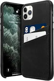Luckycoin Genuine Leather Case for iPhone 11 Pro Max Handmade, Ultra-Thin Cover, Vintage Top Grain Leather,Wallet with Card Holder for Apple iPhone 11 Pro Max Case(Black, iPhone 11 Pro Max)
