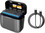 Fast Charger Hub for Insta360 X3 Camera, Battery Charging Station LED Display with Misro SD Card Slots and USB Type-C Cable