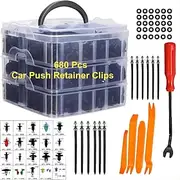 StarFire 680 Pcs Car Push Retainer Clips Plastic Door Panel Fasteners Fender Bumper Clips Car Clips Fasteners Kit With Most Popular Sizes Auto Push Pin