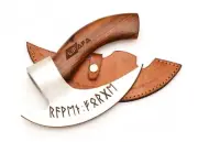 Handmade Viking Pizza Cutter Axe Stainless Steel Blade with Leather Sheath.