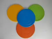 Dog Flying Disc, 4 Pack Soft Rubber Flyer Dog Toy, Floatable Disc for Fetch, Catch, Play – Doubles as Food/Water Bowl(Orange Blue Yellow Green)