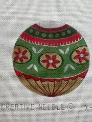 Hand Painted Needlepoint Canvas 18 CT ROUND XMAS ORNAMENT