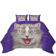 Painted Cats Heterochromia Eyes Grey Cat Coverlet