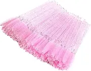 100 Pieces Disposable Lash Spoolies Brush Eyelash Brushes with Crystal Handle Eyebrow Brushes Spoolies for Eyelash Extensions - Pink
