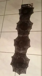 Benson Mills Black Vinyl Spider Web Decorative Table Runner 13" X 54" ~ NEW!