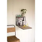 Unbranded Wine Rack 6-Bottle Storage Capacity+Fold Down Shelf+Wall Mounted Gray