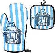 Oven Mitts and Potholders, Oven Gloves & Pot Holders, Baking Gloves, Cotton Cooking Gloves, for Cooking Baking Grilling BBQ Heat Resistant