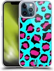 Head Case Designs Cyan Leopard Mad Prints Gel Case [Military Grade Protection] Compatible with Apple iPhone 12 Pro Max