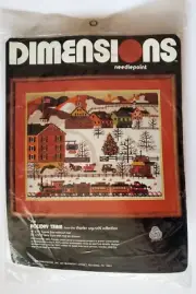 Dimensions NEW Vintage HOLIDAY TRAIN 2126 Charles Wysocki Needlepoint 1980