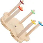 EXAOMBLE Rotatable Wooden Parrot Perch Stand Durable Bird Play for Cage Interactive Ferris Wheel Design for Entertainment Training
