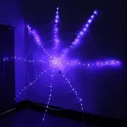 Halloween Decorations Spider Round Web With Lights for Home Decor Party Supplies (Blue)