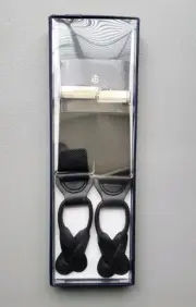Brooks Brothers Solid Black Formal Button Suspenders Leather NEW